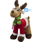 Музикално Коледно еленче с шал Червен, 35см