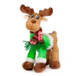 Музикално Коледно еленче с шал Зелен, 35см