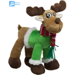 Музикално Коледно еленче с шал Зелен, 35см