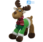 Музикално Коледно еленче с шал Зелен, 35см