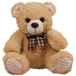 Плюшено мече 17см с карирана панделка в два цвята