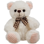 Плюшено мече 17см с карирана панделка в два цвята