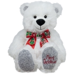 Бяло плюшено коледно мече 26см