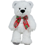 Бяло плюшено коледно мече 26см