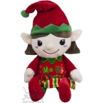 Коледни плюшени елфи 45см Момиче с червена шапка