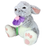 Сив плюшен заек С цвете 55 см