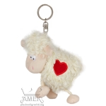 Плюшен ключодържател овца с избродирано сърце Жълт 10 см