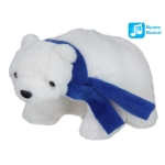 Малко бяло мече 14см с шал и ЗВУК