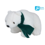 Малко бяло мече 14см с шал и ЗВУК