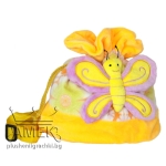 Плюшена раница с пеперуда Жълт с лилава пеперуда 25 см