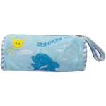 Плюшен несесер с гушнати делфини Син 22 см