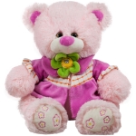 Мече с жакет и цвете Зелен 28 см