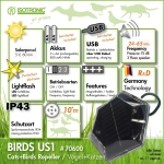 Isotronic US 1 BIRDS Cоларен уред против птици Котешко око за 100 кв.м