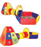 Палатка с тунел и 80 броя цветни топки 300x120x100см, детски център за игра 3в1 IGUANA.BG