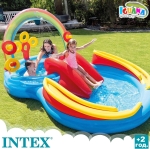 Детски басейн с пързалка и пръскащ ореол 297х193х135см INTEX 57453NP