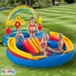 Детски басейн с пързалка и пръскащ ореол 297х193х135см INTEX 57453NP