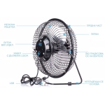 Настолен USB вентилатор, 2W, 5V, метални перки, диаметър 13см, черен