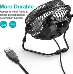 Настолен USB вентилатор, 2W, 5V, метални перки, диаметър 13см, черен