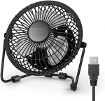 Настолен USB вентилатор, 2W, 5V, метални перки, диаметър 13см, черен