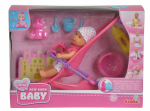 Кукла пишкащо бебе с количка и аксесоари Mini New Born Baby Simba