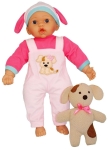 BAMBOLINA Кукла меко тяло и костюмче кученце и с плюшена играчка кученце, 41см