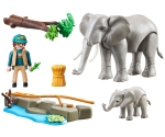 Playmobil - Занимателен игрален комплект Местообитание на слонове, 17 елемента