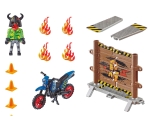 Playmobil - Занимателен комплект за игра Каскадьорско шоу, Мотоциклет с огнена стена, 26 елемента