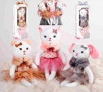 Кукла Lolly Puffs 33см, 3 вида - Мече, Коте и Зайче, В подаръчна кутия