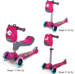 Детски скутер smarTrike Т1 със седалка или без 3в1, розов