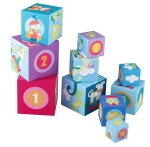 Дървена играчка Sevi - Кубчета приказка, цифри и герои