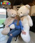 Мега голям плюшен мечок от заешки пух, бял, огромен