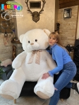Мега голям плюшен мечок от заешки пух, бежов, огромен