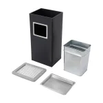 Външен Пепелник с Кош за Боклук от Неръждаема Стомана Правоъгълен 25×31 см