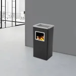 Външен Пепелник с Кош за Боклук от Неръждаема Стомана Правоъгълен 25×31 см