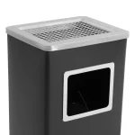 Външен Пепелник с Кош за Боклук от Неръждаема Стомана Правоъгълен 25×31 см