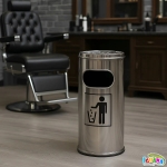 Външен Пепелник Инокс с Кошче за Отпадъци – Стоящ Метален Пепелник за Навън, Различни Размери