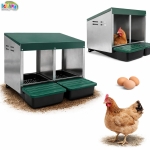 Гнездо за Кокошки Носачки Автоматично с Колектор за Яйца, Метално, 2 Отделения