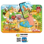 Говорещ и Разказващ Пъзел „Животните в Фермата“ на Български – 20 Елемента (48×33 см), от EVA Пяна, с Добавена Реалност на 16 Езика, 20×24×7 см