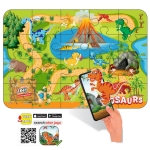 Говорещ и Разказващ Пъзел „Динозаври“ на Български – 20 Елемента (48×33 см), от EVA Пяна, с Добавена Реалност на 16 Езика, 20×24×7 см