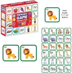 Говореща и Разказваща Мемо Игра „Памет с Животни“ на Български – 28 Елемента, 14 Двойни Карти (7×7 см), с Добавена Реалност на 16 Езика, 24×12×5 см