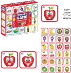 Говореща и Разказваща Мемо Игра „Памет с Плодчета“ на Български – 28 Елемента, 14 Двойни Карти (7×7 см), с Добавена Реалност на 16 Езика, 24×12×5 см