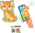 Говорещ и Разказващ Пъзел „Котка“ на Български – 4 Елемента (16×13 см), от EVA Пяна, с Добавена Реалност на 16 Езика