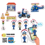 Говореща и Разказваща Игра „Професии: Полицейски Участък и Станция“ на Български с Фигурки, с Добавена Реалност на 16 Езика, 21×26×7 см