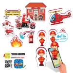 Говореща и Разказваща Игра „Професии: Пожарникарски Участък и Станция“ на Български с Фигурки, с Добавена Реалност на 16 Езика, 26×21×7 см