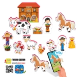 Говореща и Разказваща Игра „Ферма“ на Български с Фигурки, с Добавена Реалност на 16 Езика, 21×26×7 см