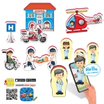 Говореща и Разказваща Игра „Професии: Болница“ на Български с Фигурки, с Добавена Реалност на 16 Езика, 21×26×7 см