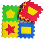 Пъзел Подложка за Под 33×33 см 10 мм 10 Броя с Геометрични Форми от EVA Пяна без Формамиди, Фталати и Бисфенол