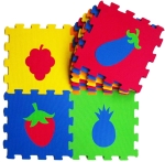 Пъзел Подложка за Под 33×33 см 10 мм 10 Броя с Форми на Плодове и Зеленчуци от EVA Пяна без Формамиди, Фталати и Бисфенол
