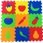 Пъзел Подложка за Под 33×33 см 7 мм 9 Броя с Форми на Плодове и Зеленчуци от EVA Пяна без Формамиди, Фталати и Бисфенол