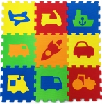 Пъзел Подложка за Под 33×33 см 7 мм 9 Броя с Форми на Коли от EVA Пяна без Формамиди, Фталати и Бисфенол